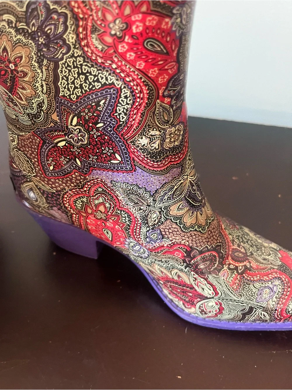 Corkys Paisley Mid-Calf Boots in Purple & Red Accents